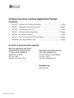 In-Home Services License Application Packet