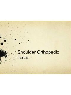 Shoulder Orthopedic Tests - OrthoSurgery
