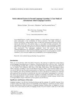 Socio-cultural Factors in Second Language Learning: A Case ...
