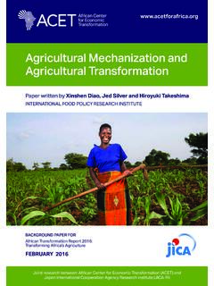 Agricultural Mechanization and Agricultural ... - JICA