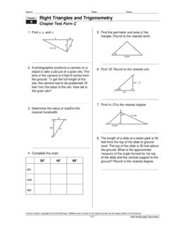 Right Triangles and Trigonometry 8 Chapter Test Form C ...