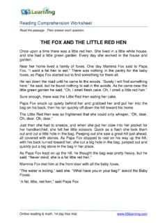 THE FOX AND THE LITTLE RED HEN - k5learning.com