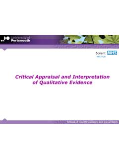 Critical Appraisal and Interpretation of Qualitative …