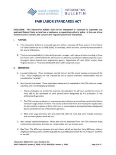 FAIR LABOR STANDARDS ACT - WV Division of Personnel