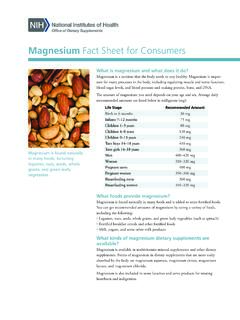Magnesium Fact Sheet for Consumers