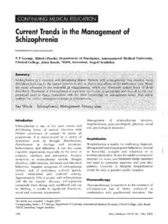 Current Trends in the Management of Schizophrenia