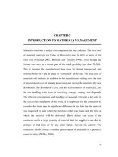 CHAPTER-2 INTRODUCTION TO MATERIALS MANAGEMENT