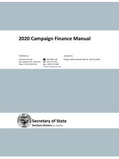 2022 Campaign Finance Manual - Oregon