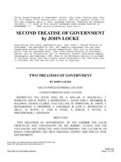 SECOND TREATISE OF GOVERNMENT by JOHN LOCKE