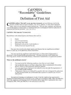 Cal/OSHA “Recordable” Guidelines Definition of First Aid