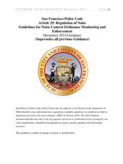 San Francisco Guidance for Noise Management and …