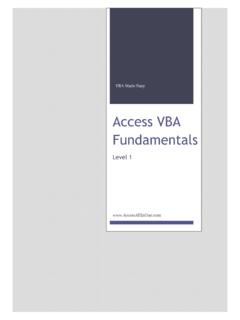 Access VBA Fundamentals