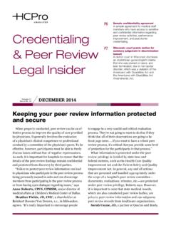 Credentialing &amp; Peer Review Legal Insider - HCPro