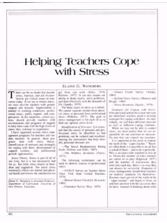 Helping Teachers Cope with Stress - ASCD