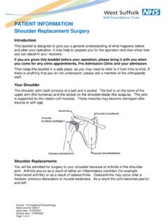 PATIENT INFORMATION Shoulder Replacement Surgery