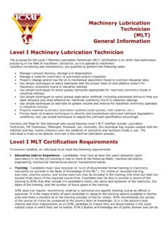 Machinery Lubrication General Information Level I ...