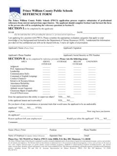 Prince William County Public Schools REFERENCE FORM