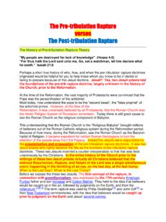 The Pre-tribulation Rapture verses The Post-tribulation ...