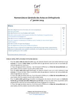 Nomenclature G&#233;n&#233;rale des Actes en Orthophonie 1 janvier …