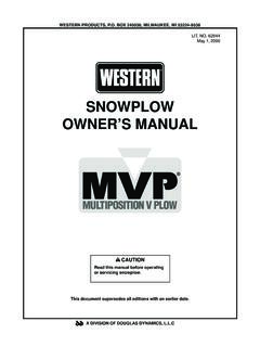 SNOWPLOW OWNER’S MANUAL - Western Products