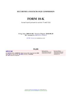 APPLE INC Form 10-K Annual Report Filed 2018-11-05