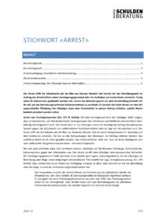Stichwort &#171;Arrest&#187; - schuldeninfo.ch