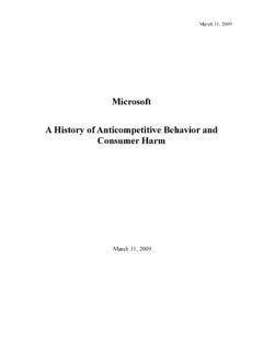 Microsoft A History of Anticompetitive Behavior …