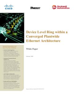 Device Level Ring within a Converged Plantwide Ethernet ...
