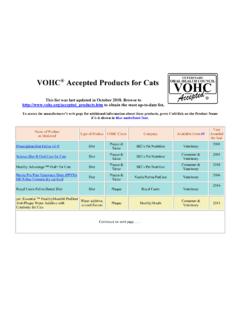 VOHC Accepted Products for Cats