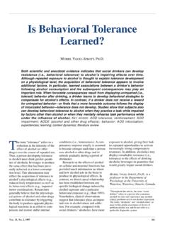 Is Behavioral Tolerance Learned?