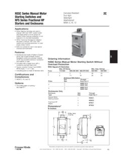 NSSC Series Manual Motor 2C Starting Switches …