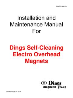 Installation and Maintenance Manual For - Dings Magnetics