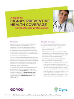 A guide to CignA’s Preventive HeAltH CoverAge for health ...