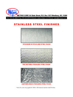 STAINLESS STEEL FINISHES - Metpar