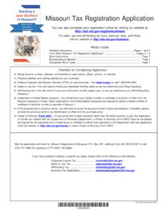 Missouri Tax Registration Application