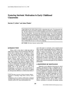 Fostering Intrinsic Motivation in Early Childhood Classrooms