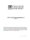 2017–2018 Catalog Addendum 2 - College of the Desert