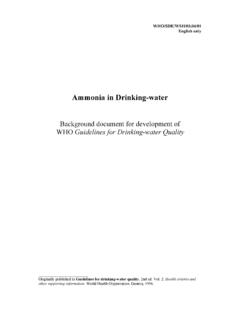 Ammonia in Drinking-water - World Health Organization