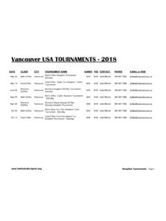Vancouver USA TOURNAMENTS - 2018