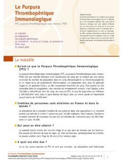 Le Purpura Thrombop&#233;nique Immunologique - Orphanet