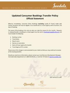 Updated Consumer Bookings Transfer Policy - Sandals Resorts