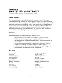CHAPTER 18 MARKETS WITH MARKET POWER