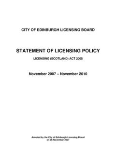 STATEMENT OF LICENSING POLICY - LICENSING (SCOTLAND