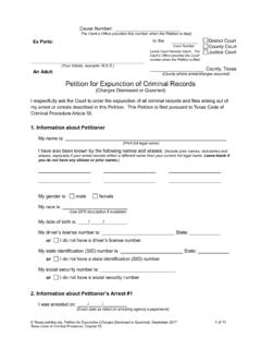 Petition for Expunction of Criminal Records