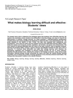 What makes biology learning difficult and effective ...