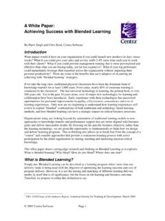 A White Paper: Achieving Success with Blended Learning