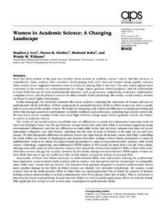 Women in Academic Science: A Changing - UMass Amherst
