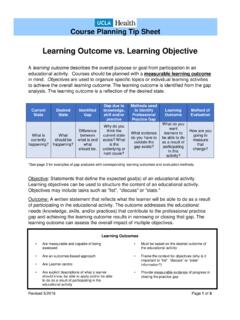 Learning Outcome vs. Learning Objective - UCLA Health