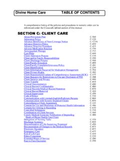 Divine Home Care TABLE OF CONTENTS