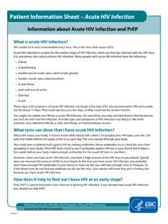 Patient Information Sheet – Acute HIV Infection